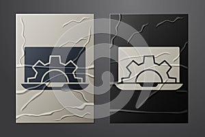 White Software, web development, programming concept icon isolated on crumpled paper background. Programming language