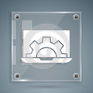 White Software, web development, programming concept icon isolated on grey background. Programming language and program