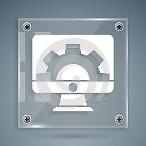 White Software, web development, programming concept icon isolated on grey background. Programming language and program