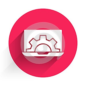 White Software, web development, programming concept icon isolated with long shadow. Programming language and program