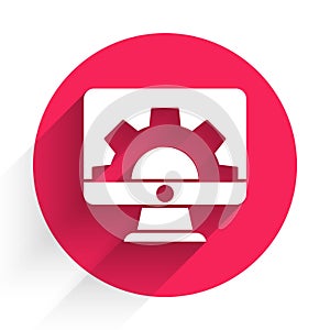White Software, web development, programming concept icon isolated with long shadow. Programming language and program