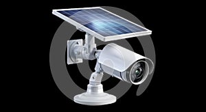 White solar powered security camera with adjustable mount