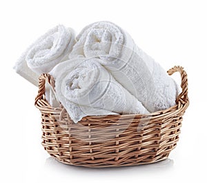 White spa towels in a basket