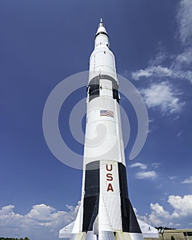 White space rocket and blue sky