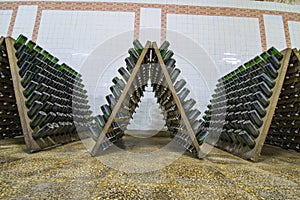 White sparkling wine bottles storage