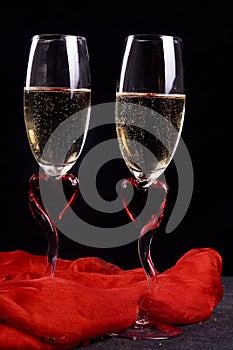White sparkling wine for two