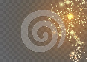 White sparks glitter special light effect. Vector sparkles on transparent background. Christmas abstract pattern. Sparkling magic photo