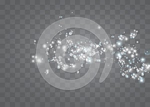 White sparks glitter special light effect. Vector sparkles on transparent background. Christmas abstract pattern. Sparkling magic
