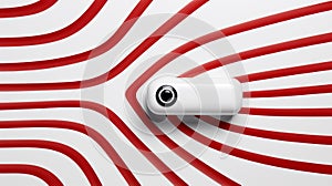 Minimalist Design Optical Illusion With Remote On White Background photo