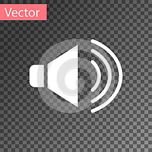 White Speaker volume, audio voice sound symbol, media music icon isolated on transparent background. Vector