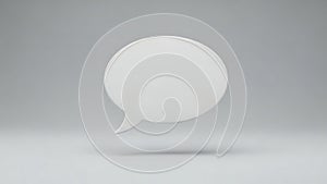 White speech bubble on a gray background