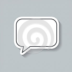 White speech bubble icon on a gray background. The bubble has a rectangular shape
