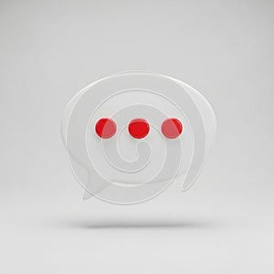 White Speech Bubble Icon with Three Red Dots Symbolizing Conversation or Loading chat
