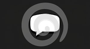 White speech bubble with a shadow on a black background. The bubble has a