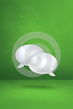 White speech bubbles on green vertical background
