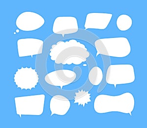 White speech bubbles. Thinking balloon talks bubbling chat comment cloud comic retro shouting voice shapes vector