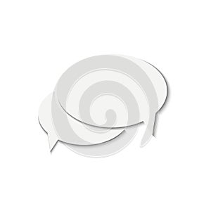 White speech bubbles vector icon with shadow, cut out from paper