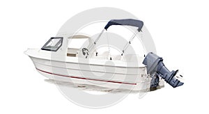 White speed boat isolated background