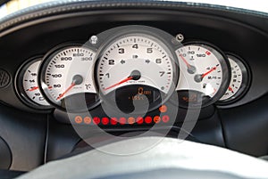 White speedometer with rpm