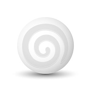 White sphere, ball or orb. 3D vector object with dropped shadow on white background