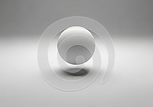 A white sphere floats in a minimalistic setting, casting a shadow