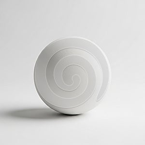 White sphere positioned on a plain surface, casting a subtle