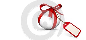 White Sphere with Red Bow and Blank Gift Coupon Panorama