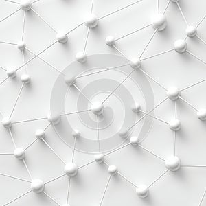 White spheres and lines forming a network pattern on a smooth surface