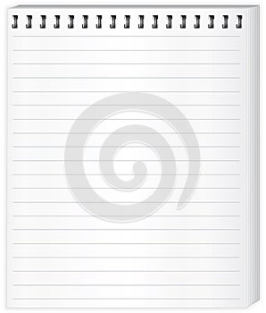 White spiral notebook. Office supply.