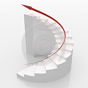 White spiral stairs to success