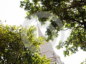 White spire of Silver Pagoda complex in Phnom Penh, Cambodia