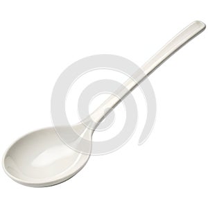 White Spoon with Long Handle Isolated on White Background