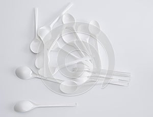 White spoon on white background