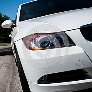 White sport car front