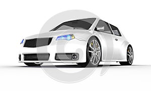 White sports car - 3d render