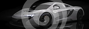 White sports car from the front 3d render
