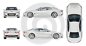 White sports car vector template