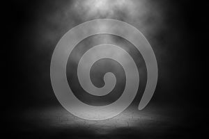 White spotlight spotlight on brick background.