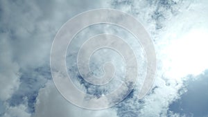 White spring clouds in a clear, pollution-free sky