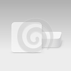 White Square Blank Beer Coasters Vector