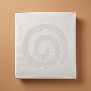 A white, square canvas is centered against a light brown