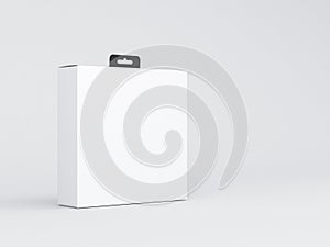 White Square Cardboard Box Mockup packaging with black Hang Tab