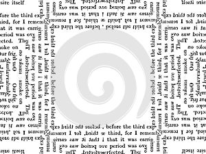 White square cut-up words and text background