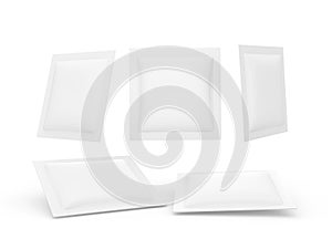 White square heat sealed packet with clipping path