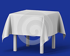 White square isolated table with tablecloth. template