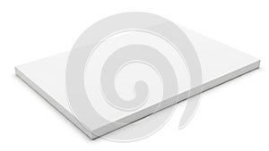 A white square object on a plain white background