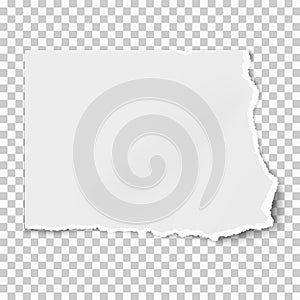 White square paper tear isolated on white background with soft shadow. Vector illustration