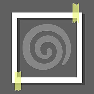 white square photo frame with tape, transparent background. Vector illustration