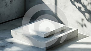 White Square Platform On Gray Concrete