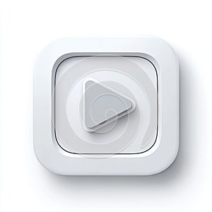 3D White Minimalist Play Button Icon